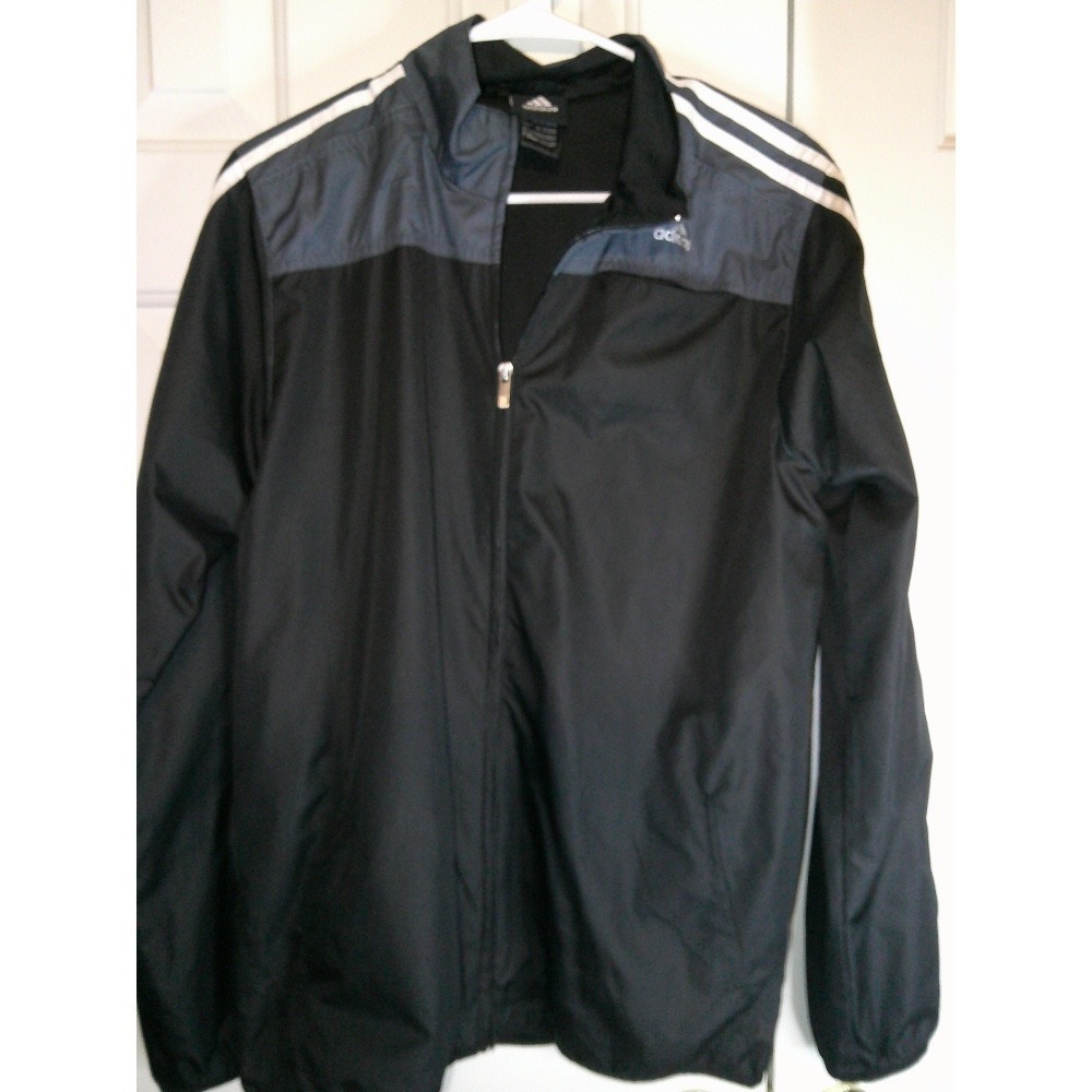 Vintage Adidas Windbreaker Jacket Full Zip Track Black White Stripes XL (18)